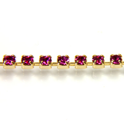 Preciosa Crystal Rhinestone Cup Chain - PP14 (SS6.5) FUCHSIA-GOLD