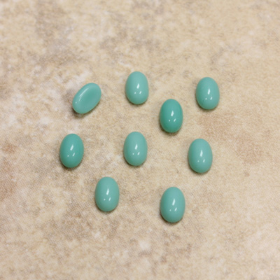 Glass Medium Dome Opaque Cabochon - Oval 06x4MM TURQUOISE