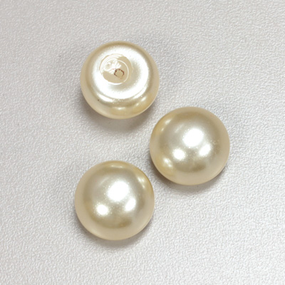 Glass High Dome Cabochon Pearl Dipped - Round 16MM WHITE