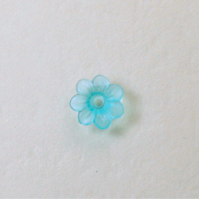 Plastic Flower with Center Hole - Round 10MM MATTE AQUA