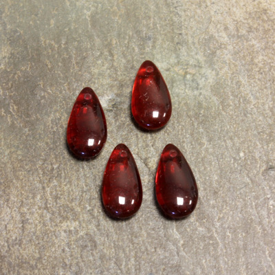 Czech Pressed Glass Pendant - Smooth Pear 14x7MM ROSE