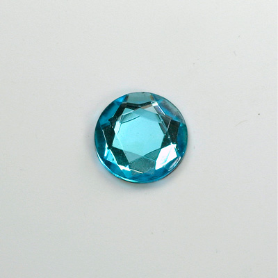 Glass Flat Back Rose Cut Fancy Foiled Stone - Round 13MM AQUA