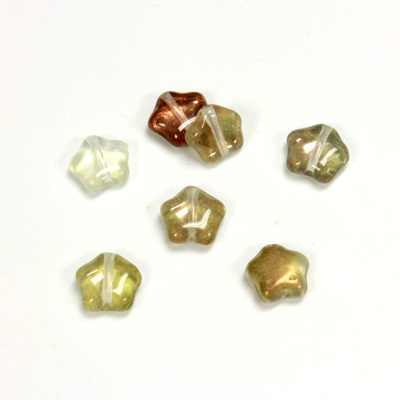 Czech Pressed Glass Bead - Star 08MM CRYSTAL-COPPER