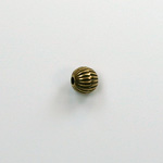 Metalized Plastic Bead - Ribbed Round Melon 06MM ANT GOLD