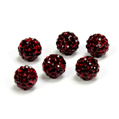 Rhinestone Bead Pave with 1.5MM Hole Metal Base Round 08MM GARNET