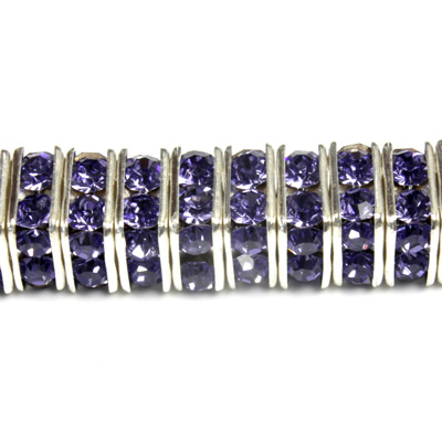 Czech Rhinestone Rondelle - Square 08MM TANZANITE-SILVER