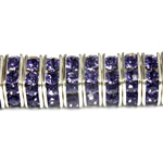 Czech Rhinestone Rondelle - Square 08MM TANZANITE-SILVER