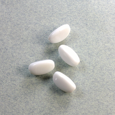 Plastic Bead - Opaque Color Smooth Beggar 11x7MM CHALKWHITE