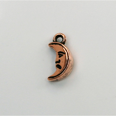 Metalized Plastic Pendant- Moon 16x8MM ANT COPPER