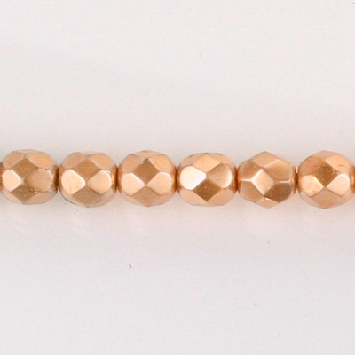 Czech Glass Pearl Faceted Fire Polish Bead - Round 06MM COPPER 70415