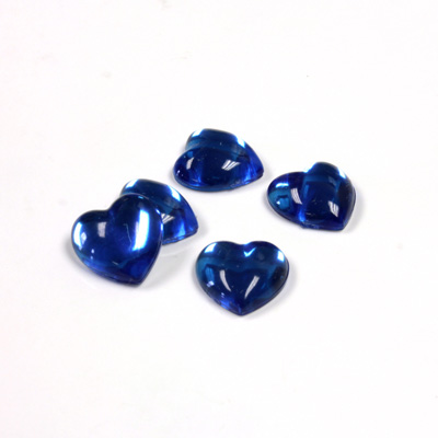 Plastic Flat Back Foiled Cabochon - Heart 11x10MM SAPPHIRE