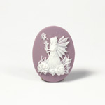 Plastic Cameo - Fairy with Wand Oval 25x18MM WHITE ON LILAC