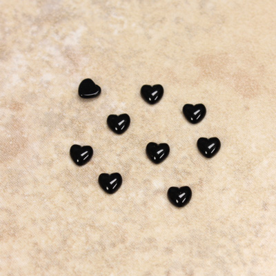 Glass Medium Dome Cabochon - Heart 04x4MM JET