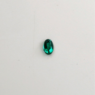 Glass Flat Back Rose Cut Faceted Foiled Stone - Oval 06x4MM EMERALD