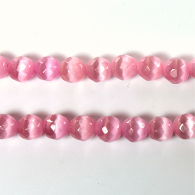 Fiber Optic Synthetic Cat's Eye Bead - Round Faceted 06MM CAT'S EYE LT PINK