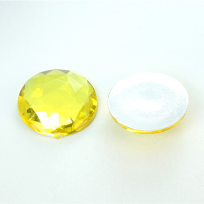 Plastic Flat Back Foiled Rauten Rose Rhinestone - Round 20MM JONQUIL