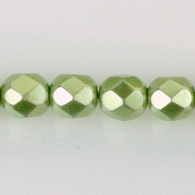 Czech Glass Pearl Faceted Fire Polish Bead - Round 08MM DARK OLIVE 70458