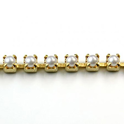 Czech Pearl Cup Chain PP18 WHITE PEARL-BRASS