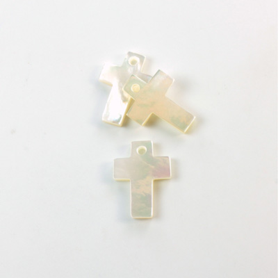 Shell Pendant - Smooth Flat Cross 15x11MM WHITE MOP