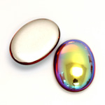 Glass Medium Dome Foiled Cabochon - Coated Oval 25x18MM TOPAZ AB
