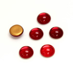 Glass Medium Dome Foiled Cabochon - Round 09MM RUBY