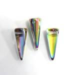 Czech Pressed Glass Bead - Smooth Spike 07x17MM CRYSTAL VITRAIL