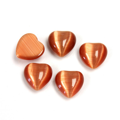 Fiber-Optic Flat Back Cabochon - Heart 10MM CAT'S EYE COPPER