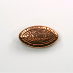 Metalized Plastic Engraved Bead - Fancy Oval 20x12MM ANT COPPER