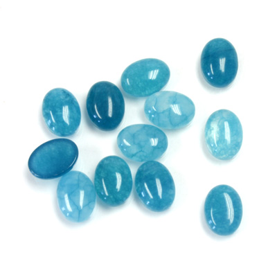 Gemstone Flat Back Cabochon - Oval 08x6MM QUARTZ DYED #21 TEAL