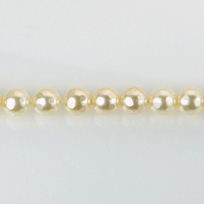 Czech Glass Pearl Bead - Round Faceted Golf 6MM WHITE 70401