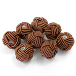 Woven Cotton Glass Base Bead - Round  10MM CHOCOLATE (139)