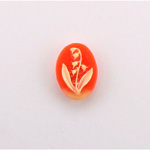Plastic Cameo - Lily of the Valley Flower Oval 14x10MM IVORY ON CORNELIAN
