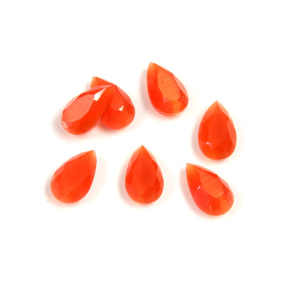 Fiber-Optic Flat Back Stone with Faceted Top and Table - Pear 10x6MM CAT'S EYE ORANGE