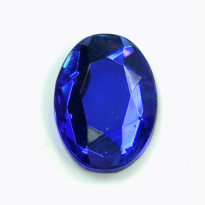 Glass Flat Back Rose Cut Faceted Foiled Stone - Oval 25x18MM SAPPHIRE