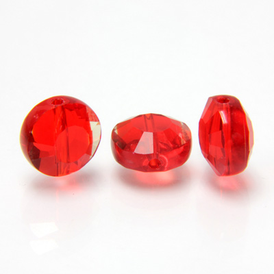 Chinese Cut Crystal Bead - Round Disc Side Drilled 08MM LT SIAM RUBY