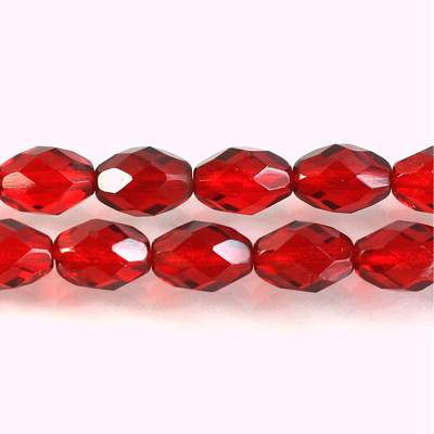 Czech Glass Fire Polish Bead - Oval 11x8MM RUBY