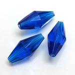 Plastic Bead -  Faceted Elongated Bicone 25x12MM SAPPHIRE