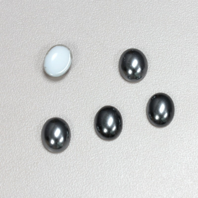 Glass Medium Dome Cabochon Pearl Spray Finish - Oval 10x8MM DARK GREY