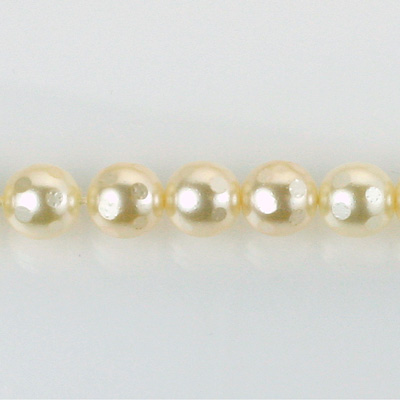 Czech Glass Pearl Bead - Round Faceted Golf 8MM WHITE 70401