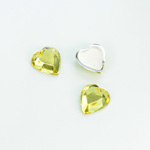 Plastic Flat Back Foiled Rose Cut Rhinestone - Heart 11x10MM JONQUIL