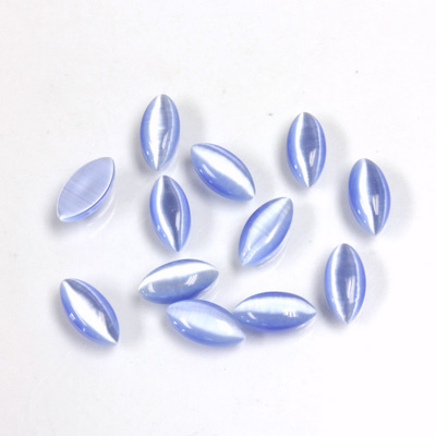 Fiber-Optic Cabochon - Navette 08x4MM CAT'S EYE LT BLUE