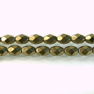 Czech Glass Fire Polish Bead - Oval 07x5MM BRONZE