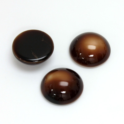 Glass Medium Dome Opaque Cabochon - Round 15MM BROWNHORN