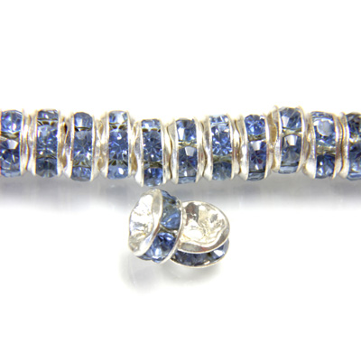 Czech Rhinestone Rondelle - Round Wavy 05MM LT SAPPHIRE-SILVER