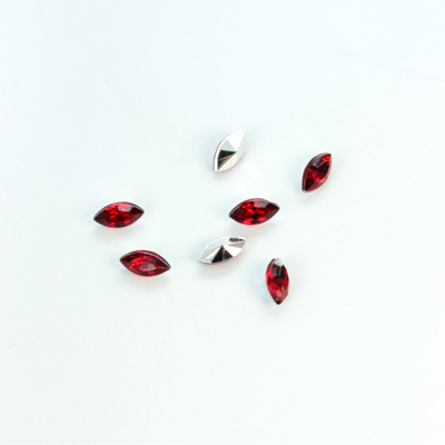 Plastic Point Back Foiled Stone - Navette 06x3MM RUBY