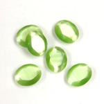 Fiber-Optic Flat Back Stone with Faceted Top and Table - Oval 10x8MM CAT'S EYE LT GREEN