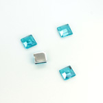 Plastic Flat Back Foiled Rose Cut Rhinestone - Square 06x6MM AQUA