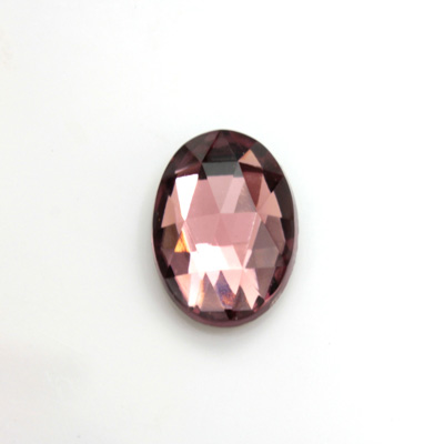 Glass Flat Back Foiled Rauten Rose - Oval 18x13MM LT AMETHYST