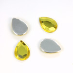 Plastic Flat Back Foiled Rose Cut Rhinestone - Pear 14x10MM JONQUIL