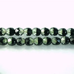 Czech Glass Fire Polish Bead - Round 06MM DYED TURMALINE-BLACK